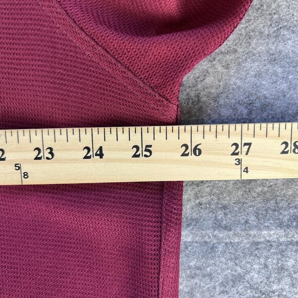 Murano Mens XL Shirt Burgundy 100% Silk Band Collar Long Sleeve Button Up Pocket - Picture 6 of 10